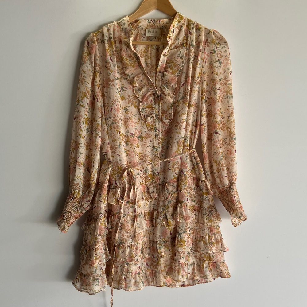 Fate Pink Floral Long Sleeve Dress